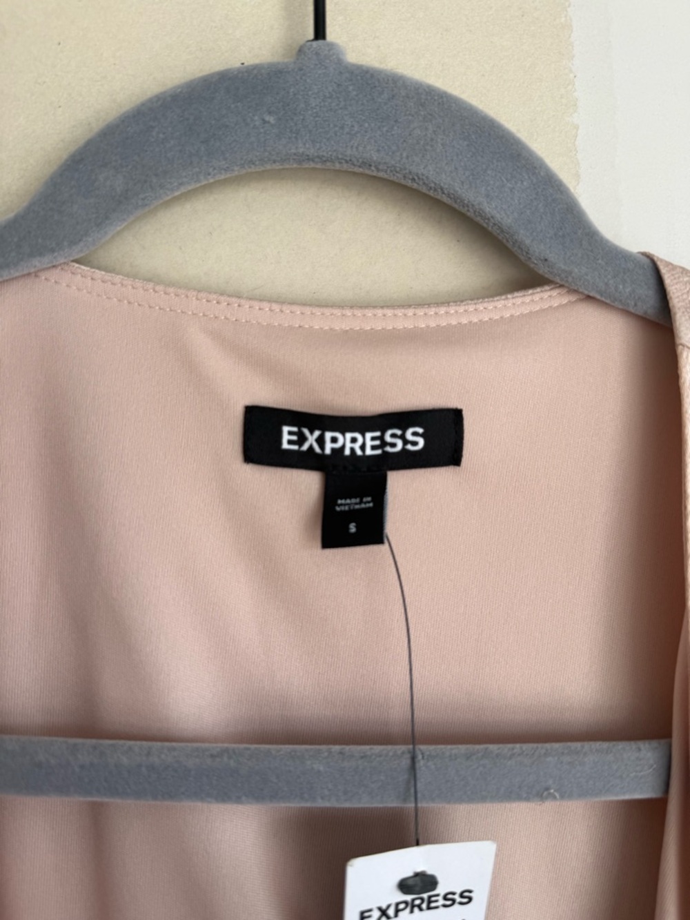 Express Blush Pink Wrap Maxi Dress with Puff Sleeves - Picture 3 of 6